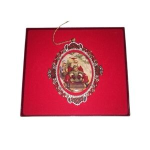 Vintage Victorian “Sledding With Santa “ Ornament